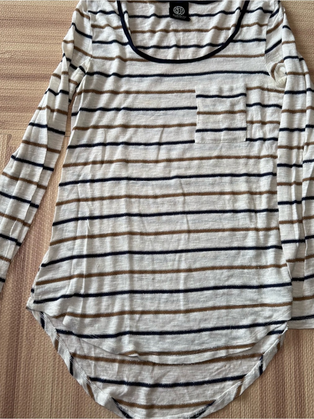Bobeau Womens Small Metallic Striped Knit Top Made in USA